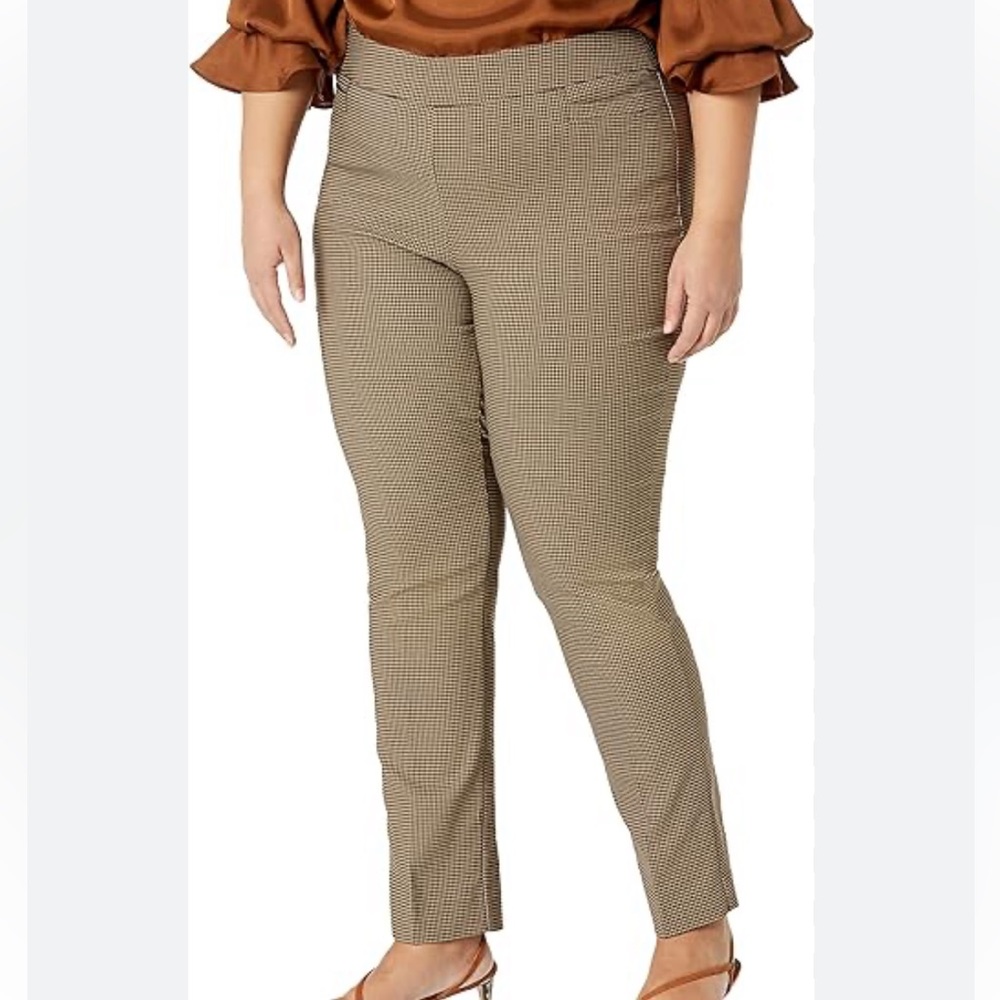 Briggs New York Women Sz 16 Short Houndstooth Pants NWT Stretchy Waist Neutral